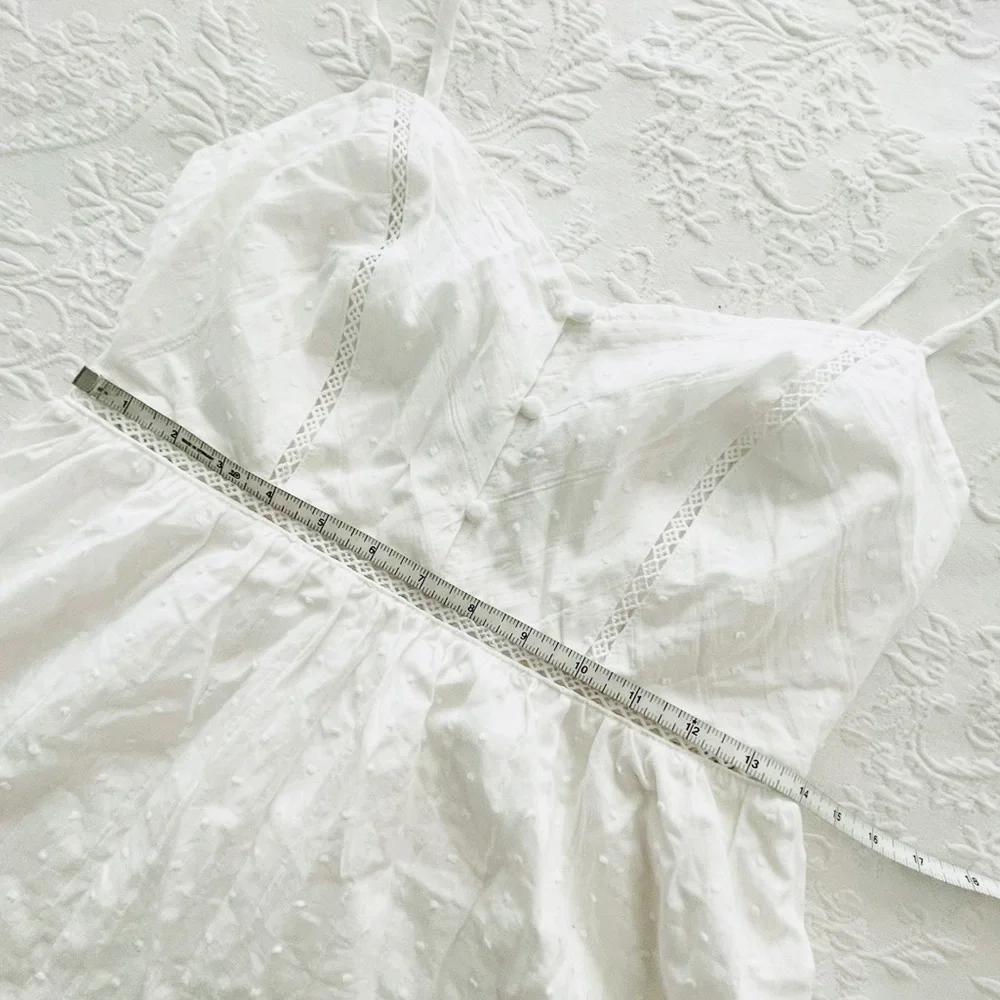 NWOT Lulus Everyday Angel White Sleeveless Swiss Dot Lace Mini Dress Small - Picture 7 of 8